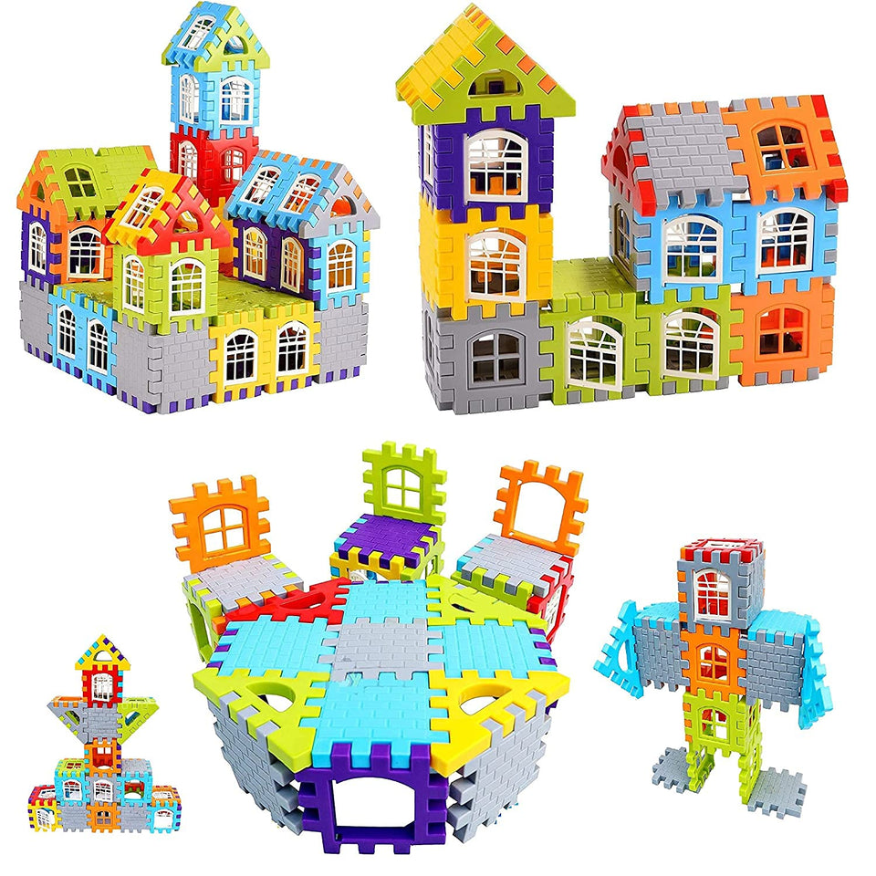 Blocks House Set with Blocks Game My Happy House 72 Pcs
